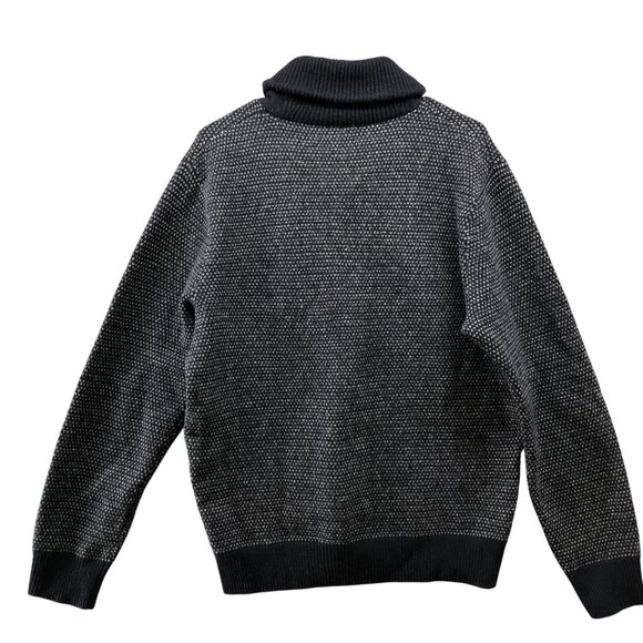 J. Crew Shawl Collar Wool Sweater Mens M Navy Blue Pullover Birdseye Lambswool - Picture 2 of 10